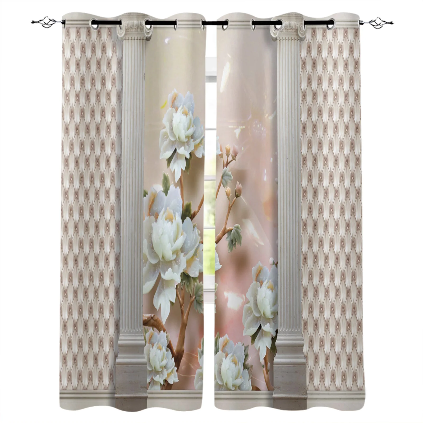 

Rose Flower Pillar Blackout Curtains Window Curtains For Bedroom Living Room Decor Window Treatments