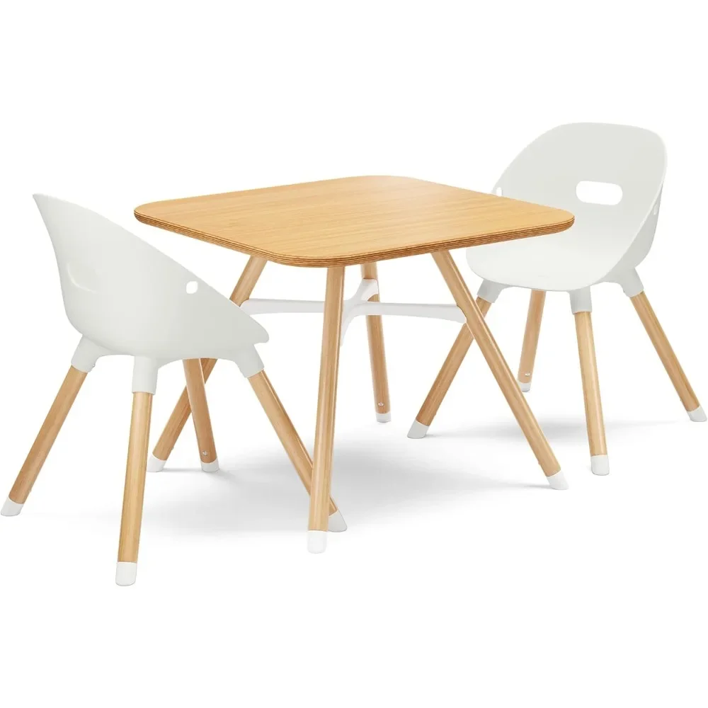 

Kids Table and Chairs Set， The Play Kit, with Sustainably Sourced Wood Kids Table & Set of 2 Non-Toxic Bucket Seat Kids Chairs