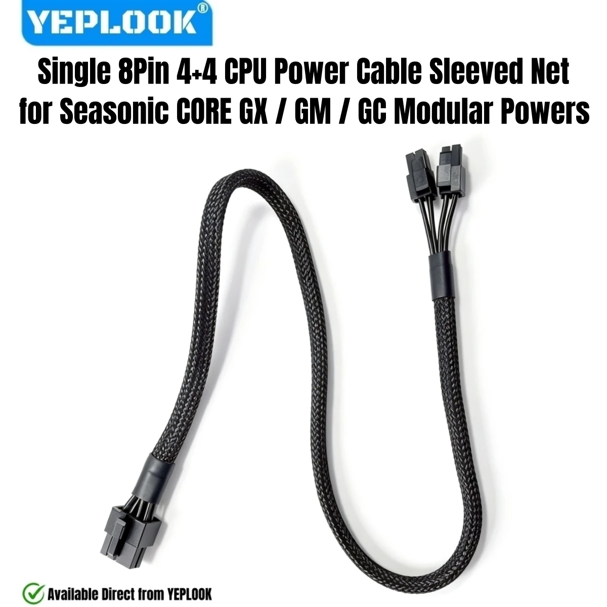 CPU Power Cable 4+4 EPS12V/ATX12V for Seasonic CORE 650W, 550W, 500W GX/GC/GM All Series Modular Powers, 18AWG Sleeved Net 60CM