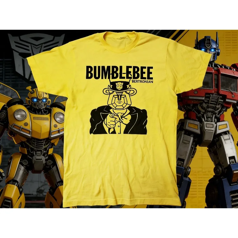 

2025-26 Summer Bumblebee Transformers Descendants 100% Cotton Printed T-shirt for Men Robot Vintage Tee Round Collar Breathable