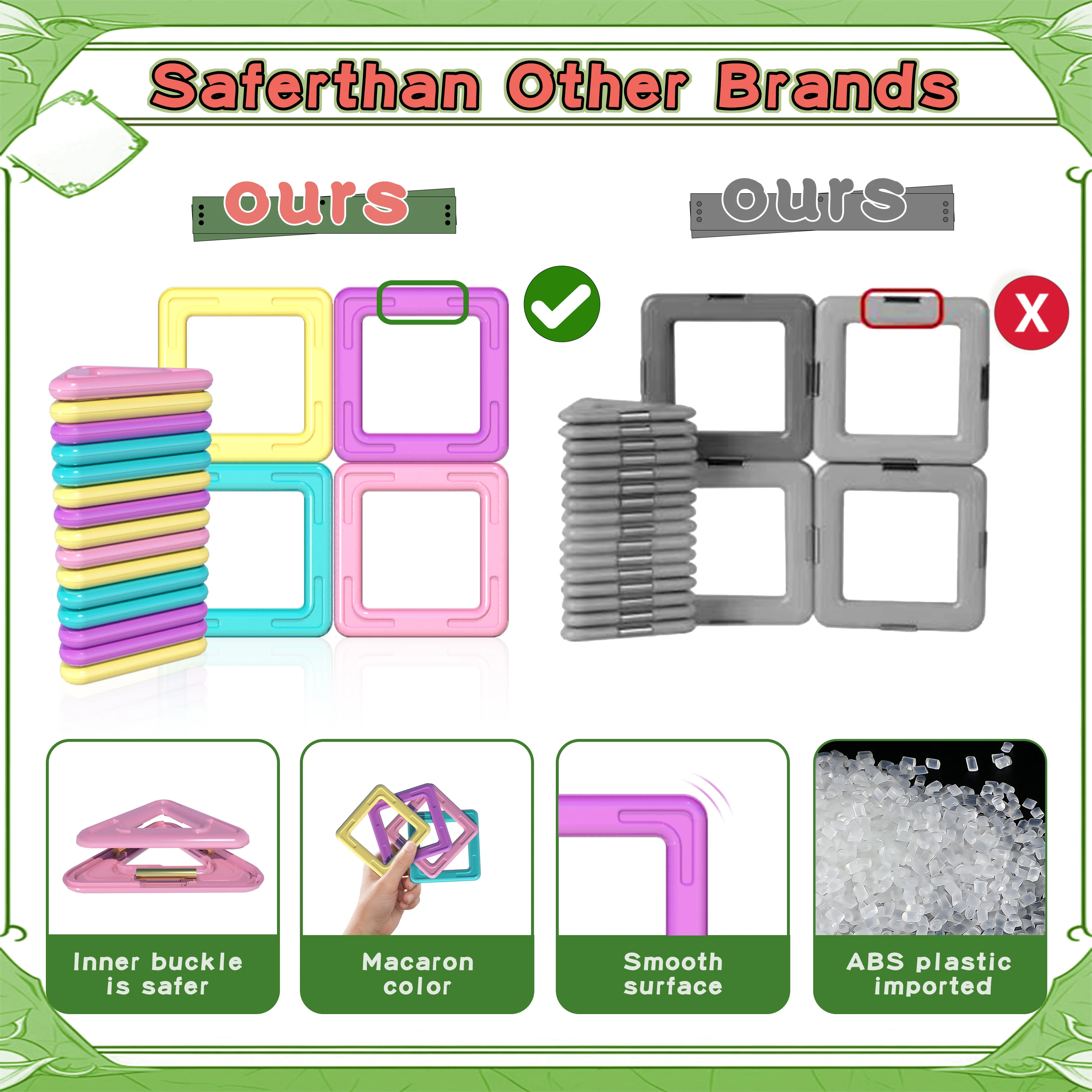 Magnetyczne klocki konstrukcyjne DIY, pastelowe zabawki STEM, zabawki konstrukcyjne, edukacyjne zabawki magnetyczne, losowe kolory.