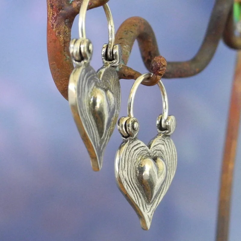 Heart Earrings - silver color hoops earrings for women