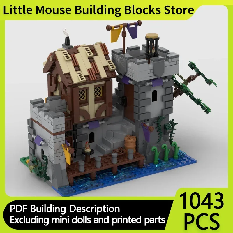 

Medieval Castle Model MOC Building Bricks Villages On The Riverbank Modular Technology Gifts Holiday Assemble Children Toys Suit