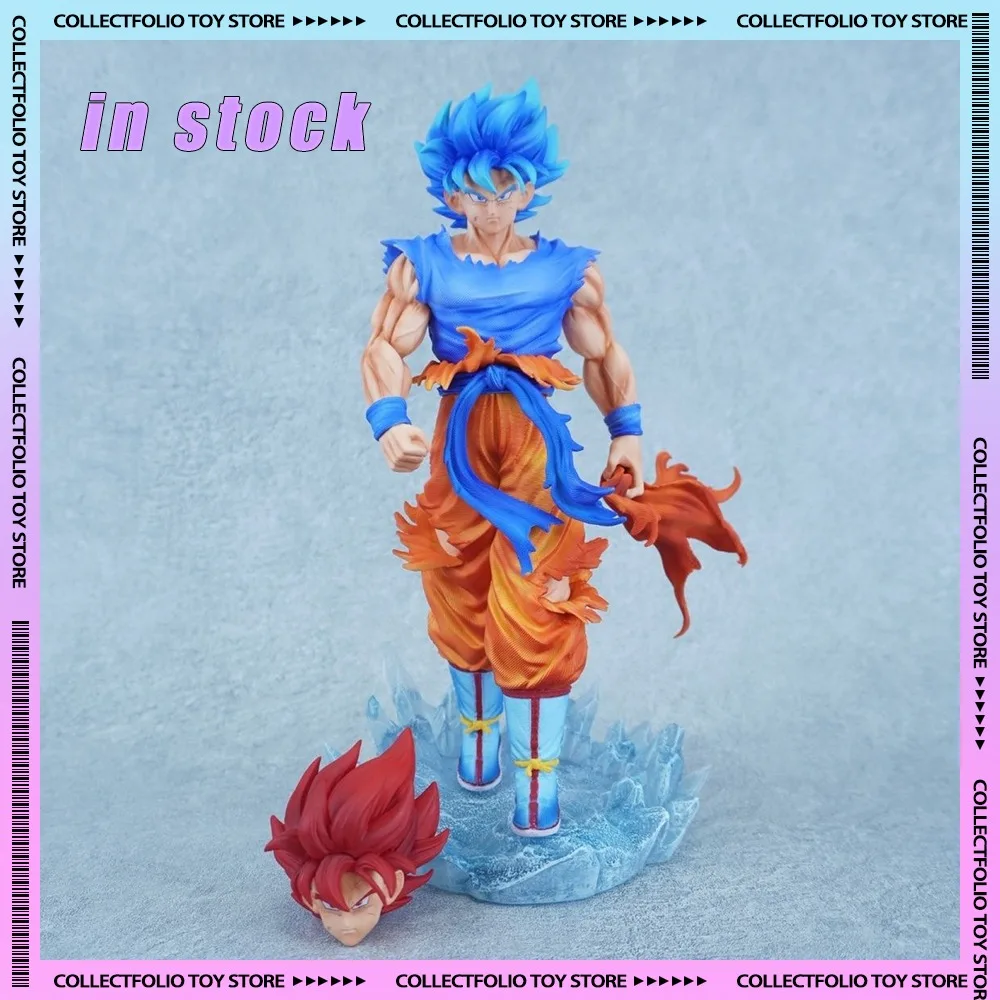 

33cm Dragon Ball Z Super Saiyan Blue Son Goku Figure LED Illuminated Base Statue JG Model Anime Kakarotto Collectible Toy Gift