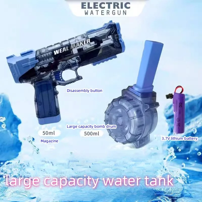 Pistola de agua eléctrica para niños, disparo continuo totalmente automático, juguetes de playa de gran capacidad, juegos de disparos, verano, nuevo