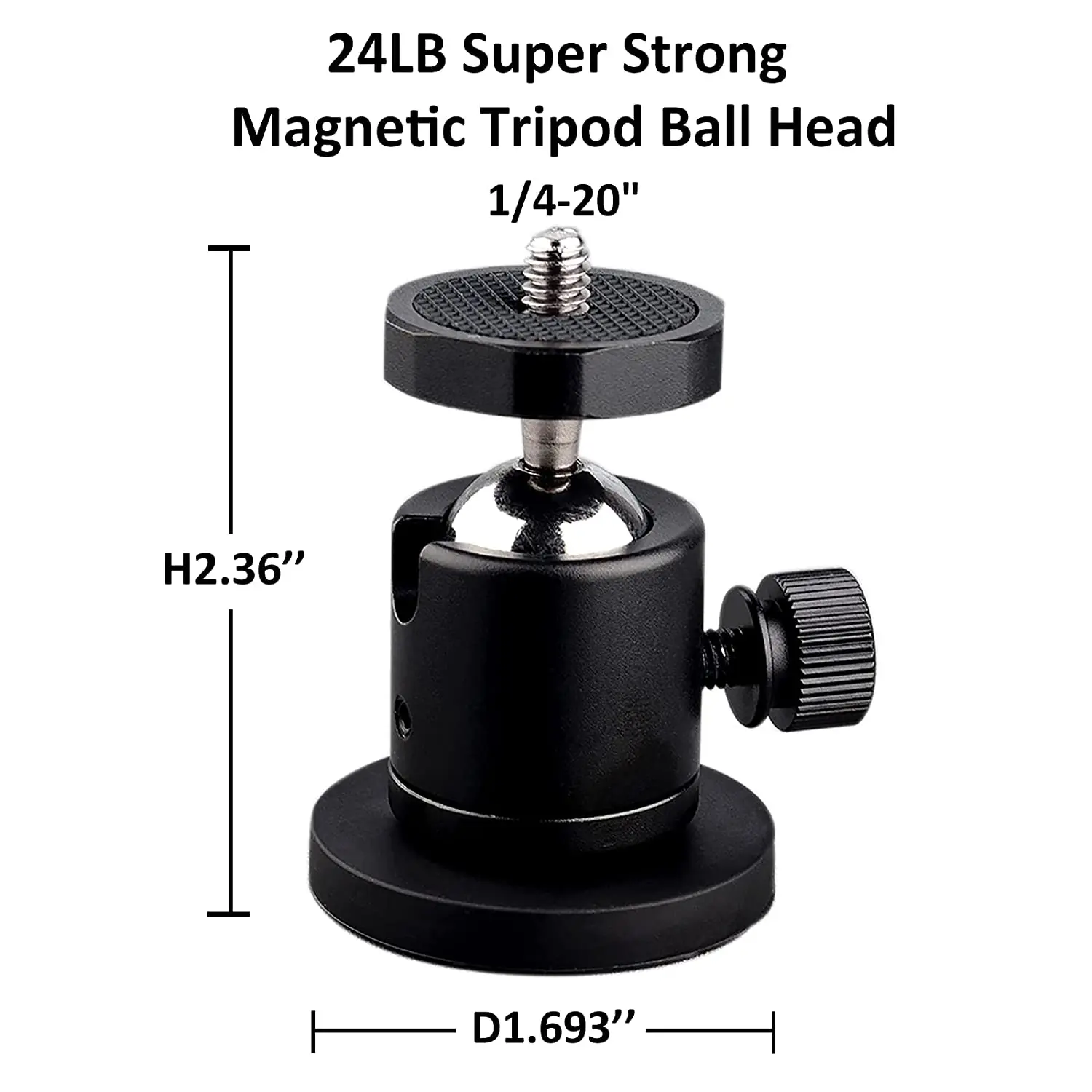 Magnetic Mounting Base with Ball Head Super Strong Rubber Coating Neodymium Magnet with 1/4 Male Thread Stud