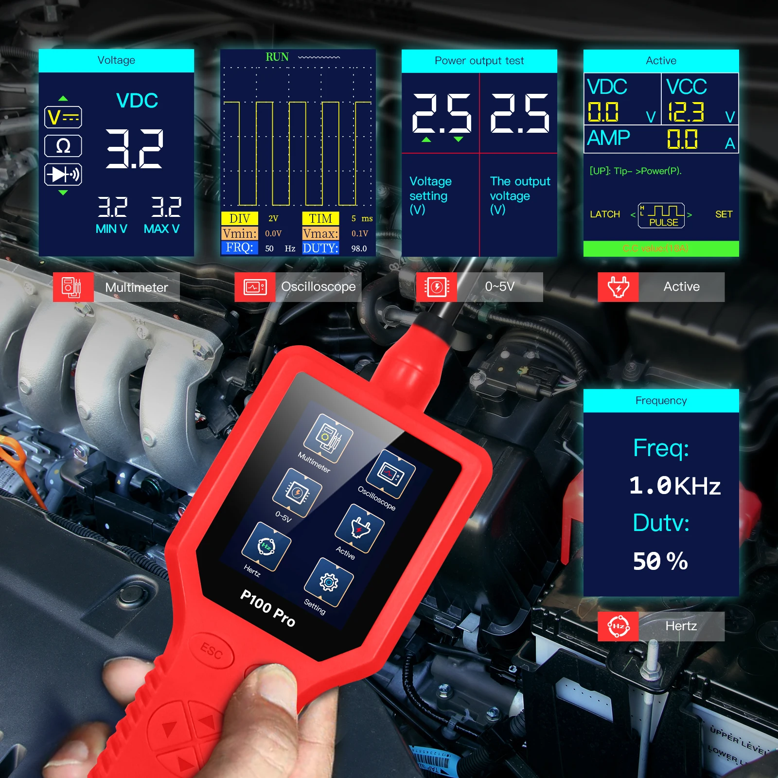 TopDiag P100 Pro 9-30V testeur de Circuit de voiture outil de Diagnostic de continuité de tension automobile avec affichage LED
