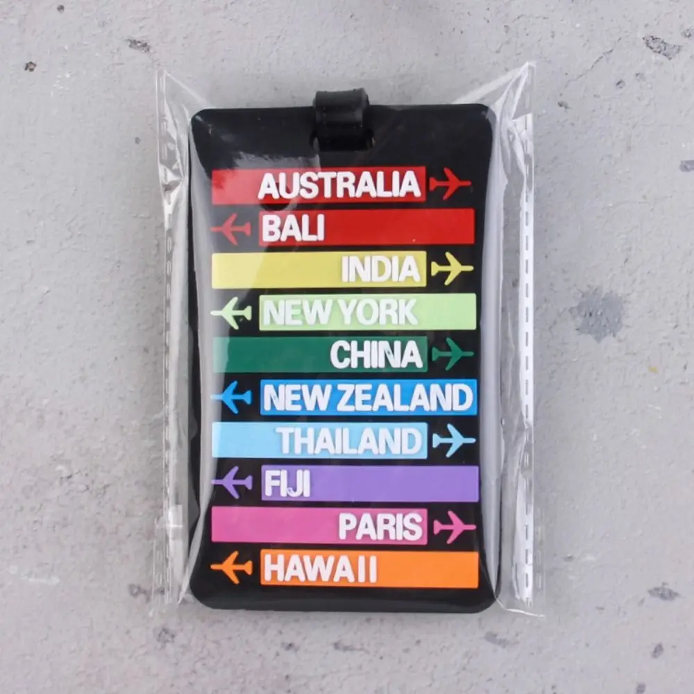 Fashion Country Name Suitcase Luggage Tag PVC Boarding Tag Baggage Label Letters Address Holder Travel Accessories Name ID Tag