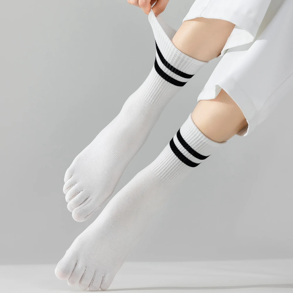 5 Pairs Toe Socks Women Five Finger Socks Sports Socks with Separate Fingers Cotton Yoga Pilates Socks Mid Tube Crew