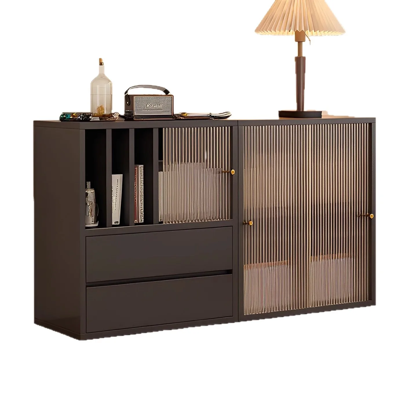 #Bookcase, storage cabinet, floor-to-ceiling low cabinet, light luxury retro combination cabinet,household storage cabinet