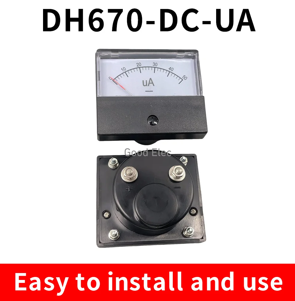 DH-670 DC uA Analog Microammeter Panel Ampere Meter Current Meter Current Tester DC 50uA 100uA 200uA 300uA 500uA 1000uA