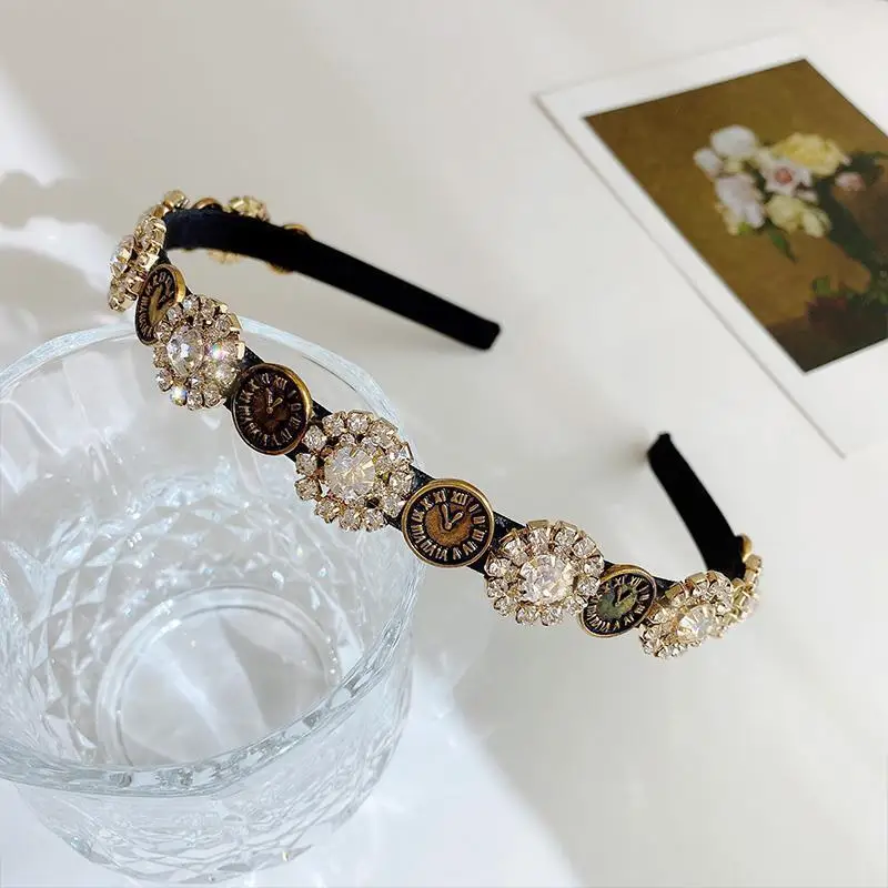 Модные Нескользящие ленты для волос с жемчугом и стразами, эластичные женские обручи с цветком, повязка на голову, ободок, аксессуары для волос для девочек, головной убор