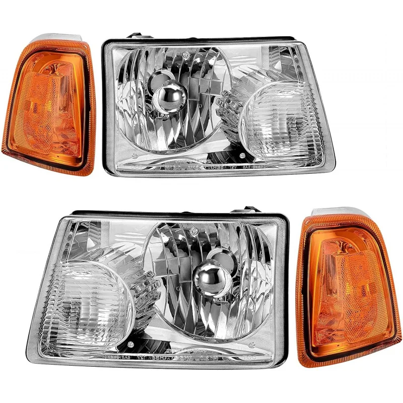 Headlight Assembly Compatible with 2001-2011 Ranger Housing Large Amber Corner Lights Headlamp