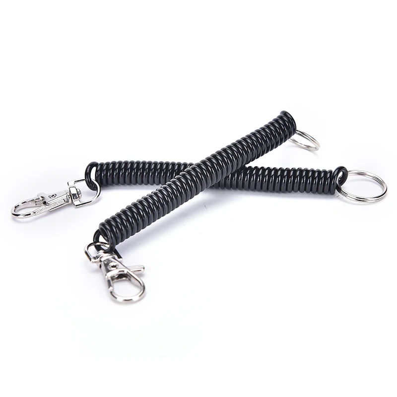 Tactical Retractable Plastic Spring Elastic Rope Securit Gear Tool Hiking Camping Keychain