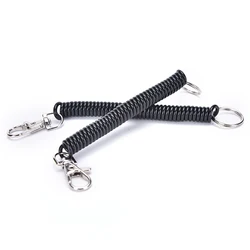 Tactical Retractable Plastic Spring Elastic Rope Securit Gear Tool Hiking Camping Keychain