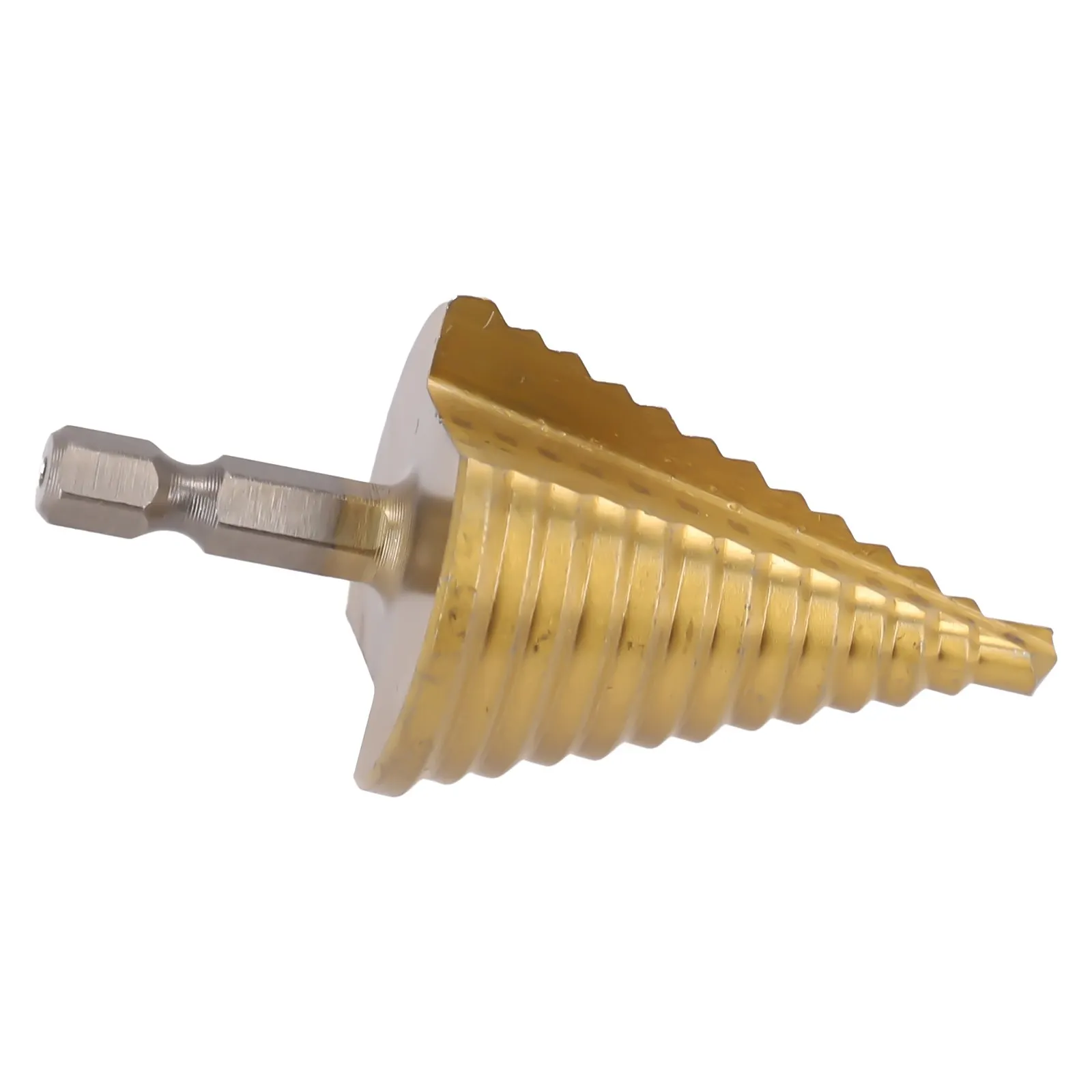 1pc 5-35mm Spiral Grooved Drill Step Cone Drill Bit Hex Shank Coated Metal Drill Bit Wood Metal Hole Cutter HSS Drilling Tools