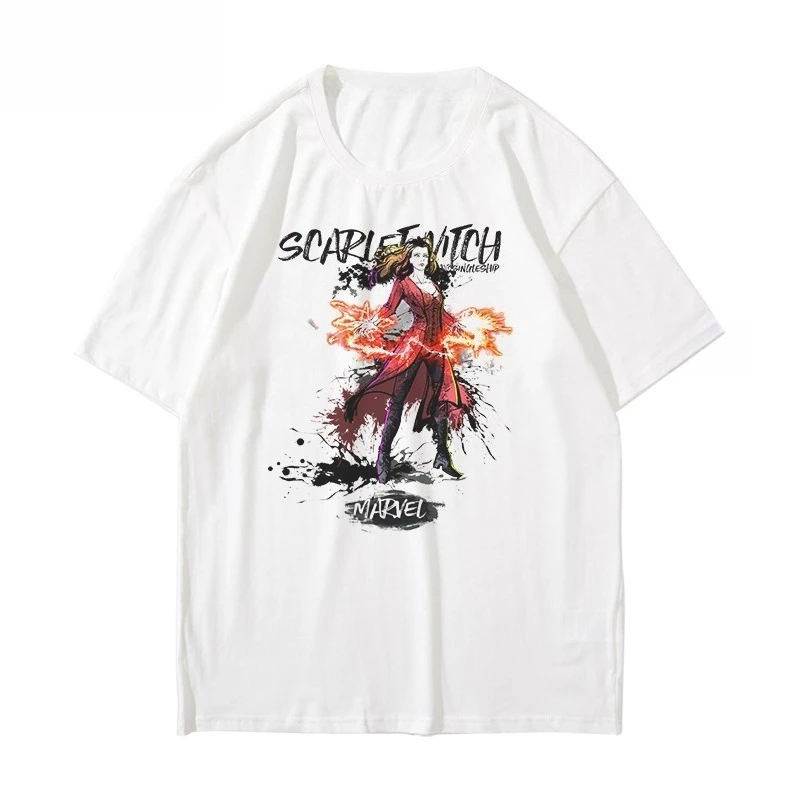

Marvel Genuine Authorization Marvel Marvel Marvel Captain Scarlet Witch Print T-shirt Men and Women with The Same Short Sleeves
