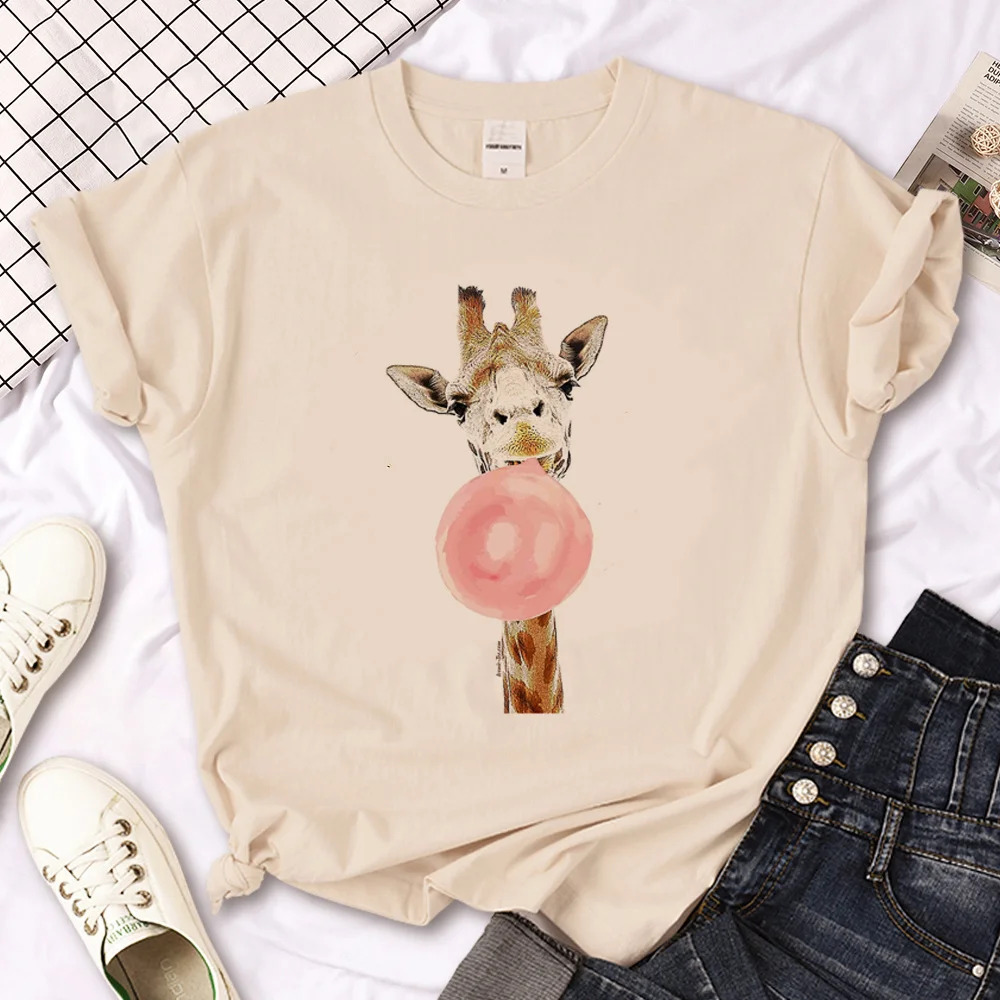 Giraffe tshirt women comic t-shirts female 2000s streetwear manga clothing