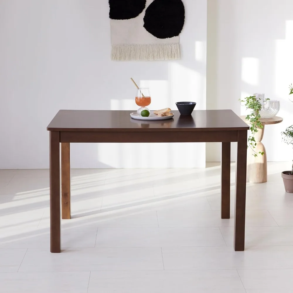 

Cabin 45.3" Wooden Dining Table/Small Rectangular Modern Farmhouse Solid Wood Kitchen Table Desk (Walnut)