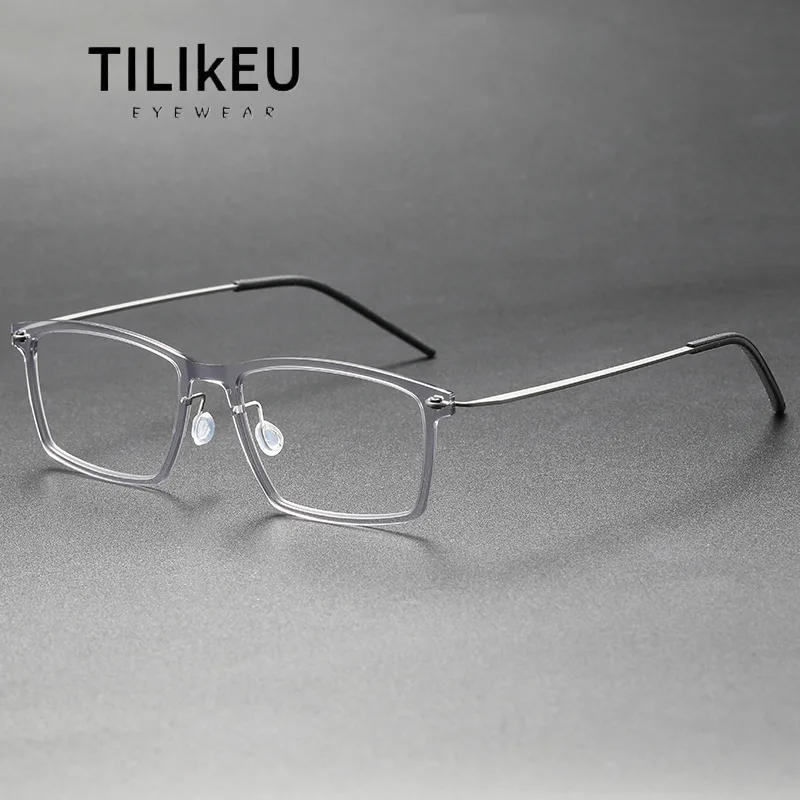 

Denmark Screwless Design Trend Nylon Titanium Leg Square Frame Business Men Glasses Frames Retro Full-Rim Ultra-Light Eyeglasses