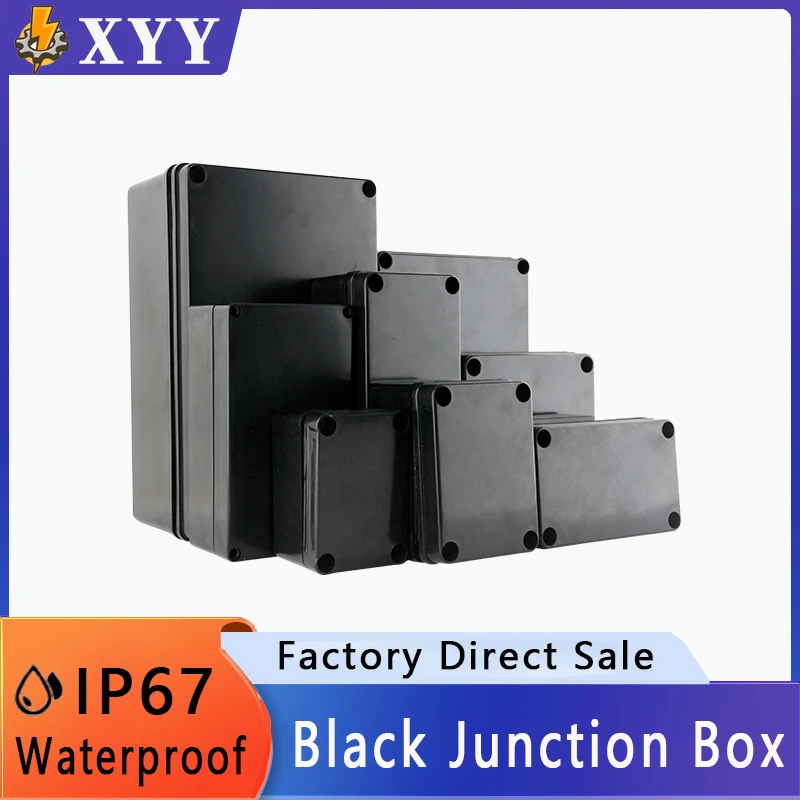 

IP67 Black Box Outdoor Waterproof Case Plastic Box Electronic Project Case Housing Instrument Waterproof Junction Box