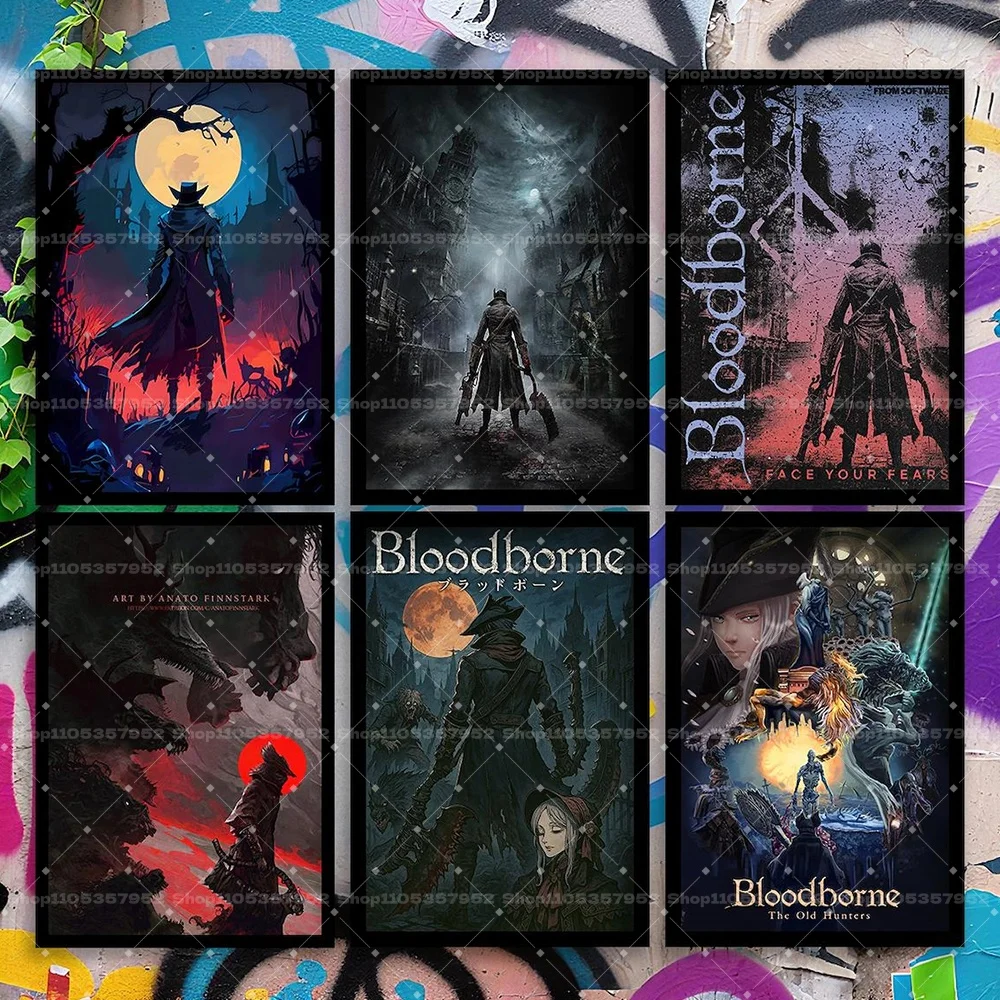 Bloodborne Game Vintage Gothic Classic Posters Prints Gamer Room Bedroom Decor Canvas Wall Art Horror Style Aesthetic Decor Gift