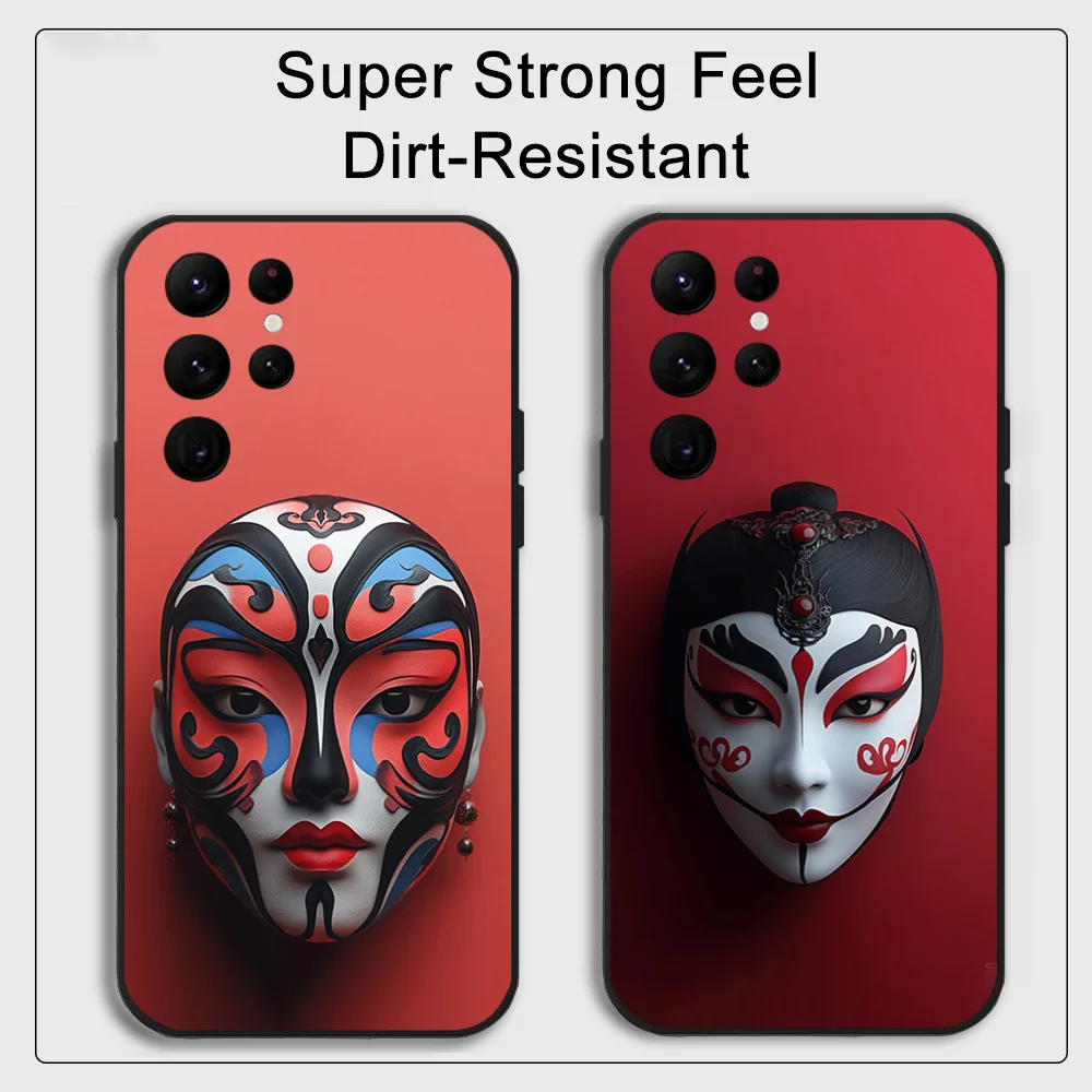 Chinese Peking Opera facial makeup Phone Case for Samsung S series s20 s21 s22 s23 s24 FE Plus Ultra TPU Soft to Skin-friendly