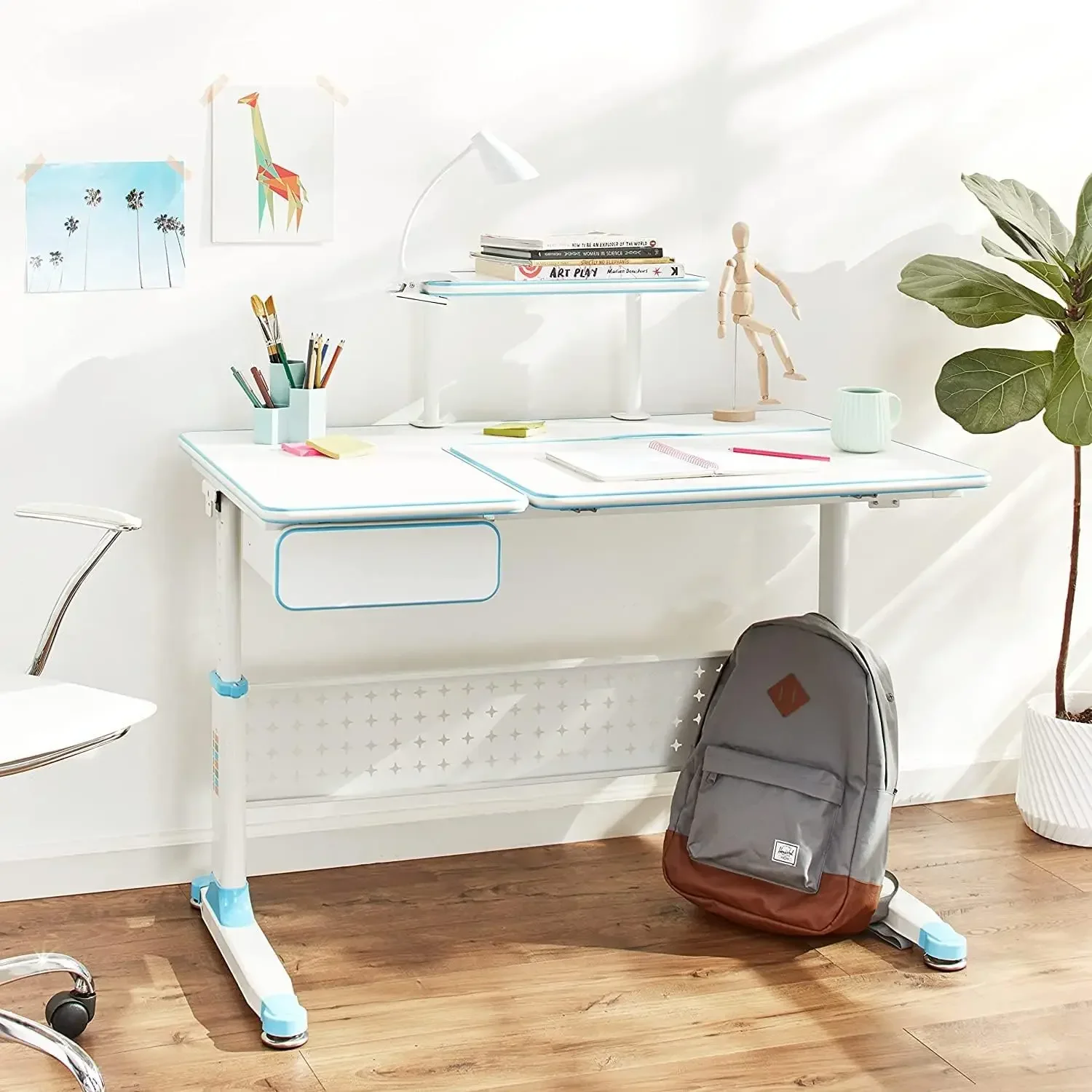 A  Study Table Set, Kids Desk with Chair Set, Height Adjustable Desk for Kids, Kids Study Desk