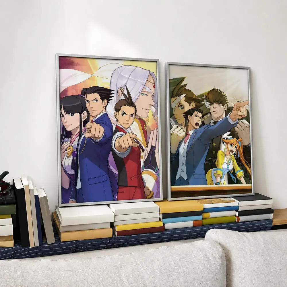 Game Ace Attorney Poster Self‑Adhesive Waterproof PP Poster Coffee House Bar Wall Art Sticker Room Home Decor