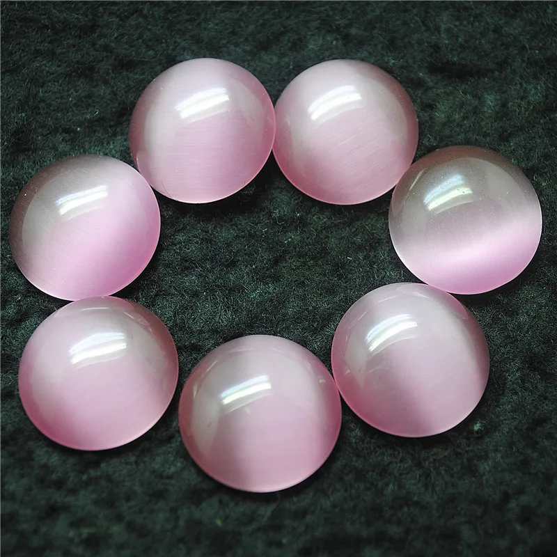 5PCS Pink Cat Eye Glass Cabochons Round Shape 20MM DIY Jewelry Findings With New Flash Light Good Quality Free Shippings