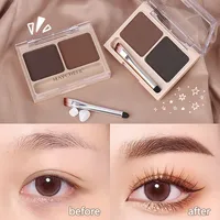 2Color Eyebrow Powder Palette Makeup Black Brown EyeBrow Enhancer Professional Waterproof Cosmetic Eye Shadow Palette with Brush