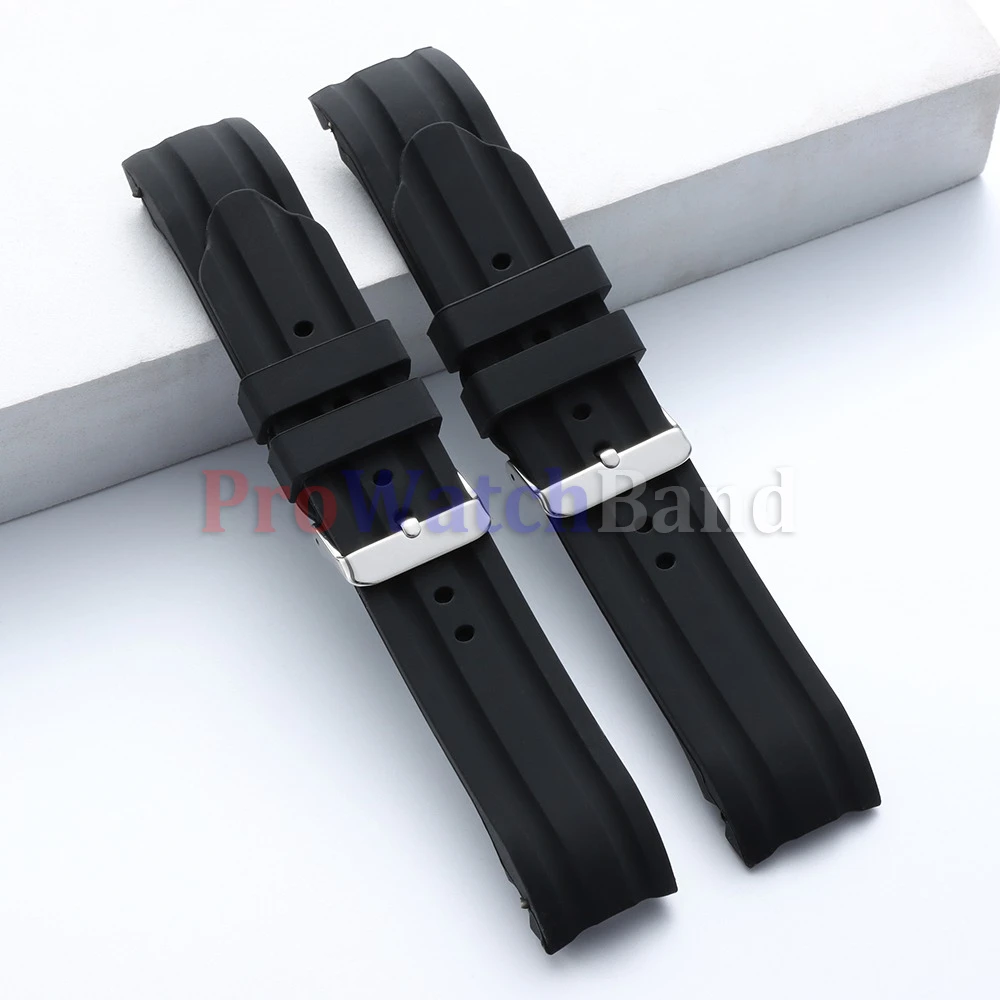 Curved End Universal Watch Band Thickened Soft 18mm 20mm 22mm 24mm 26mm Silicone Watch Straps Waterproof Bracelet for Men Women