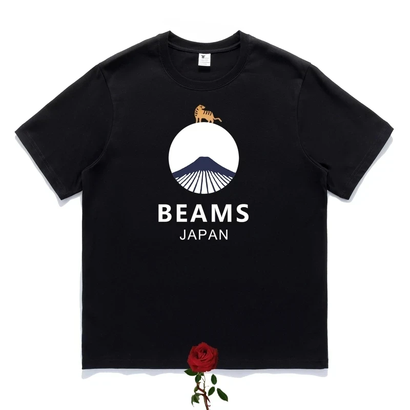 2025 جودة عالية الحيوان جبل طباعة الحزم تي شيرت الرجال النساء عادية فضفاض الجولة الرقبة قصيرة الأكمام شعاع اليابان تي شيرت #2