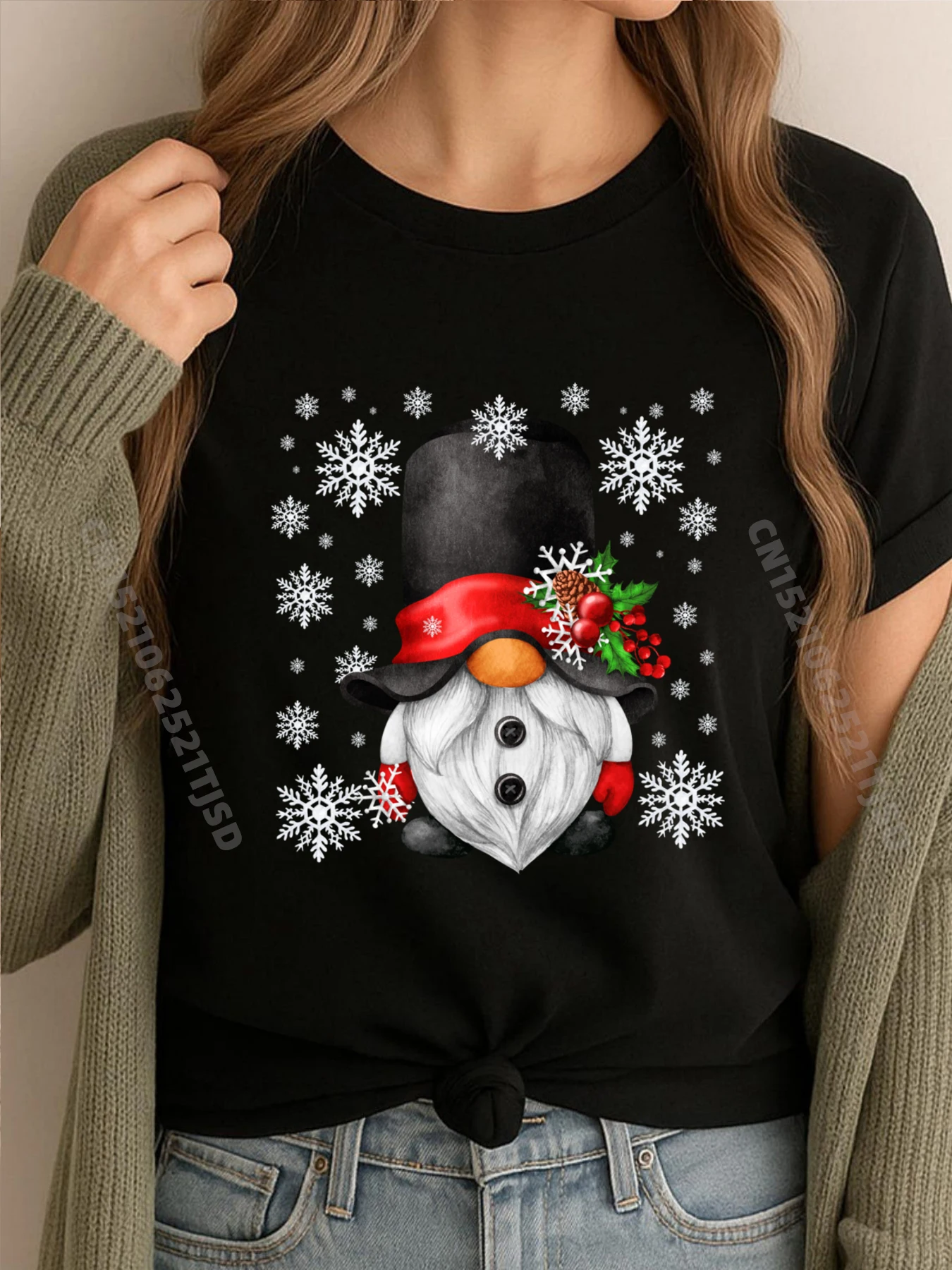 

Забавный снеговик-гном на зимние каникулы, рождественская осенняя одежда, эстетичная новинка, топы и футболки на Пасху