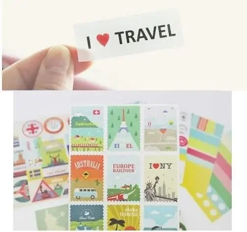 

Vintage Travel Stamp Sticker Set 12 pcs Retro Wanderlust Aesthetic Ephemera for Traveler's Journal Collage Art