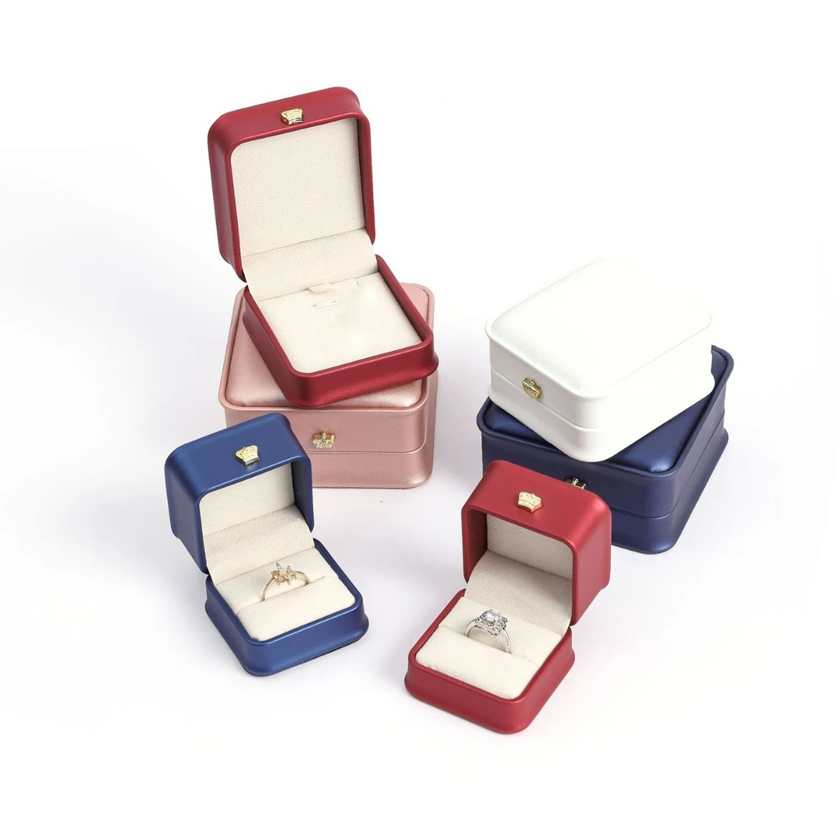 PU Leather Ring Box with Velvet Lining
