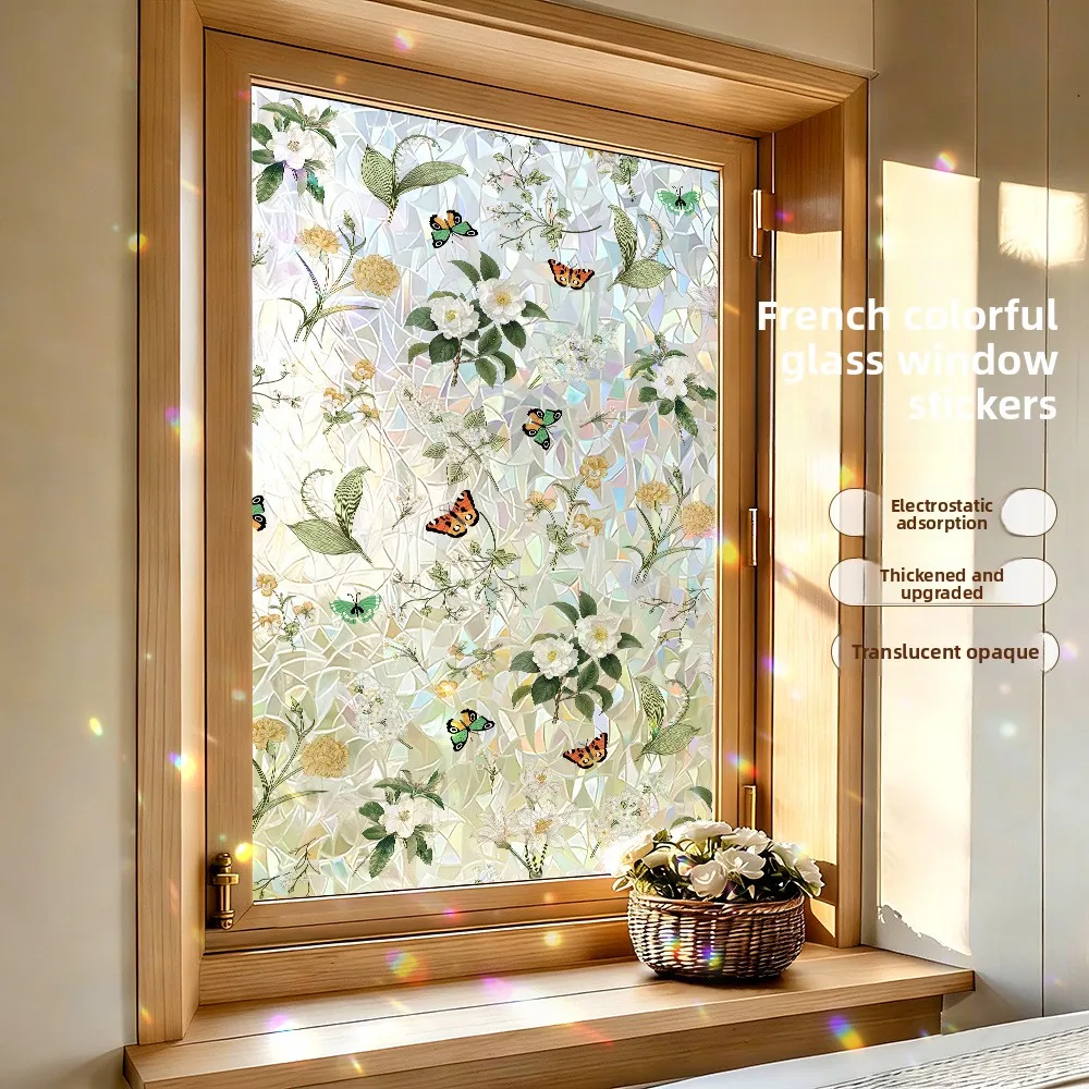 Fensteraufkleber, Glasaufkleber, Schlafzimmer, Wohnzimmer, Küche, Badezimmer, dekorative Folie, antistatische Klebefolie