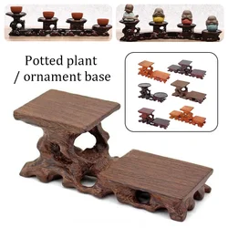 Retro Wooden Tea Table Teapot Cup Base Vase Decor Display Stand Bonsai Statues Stone Pedestal Display Wooden Base Serving Tray
