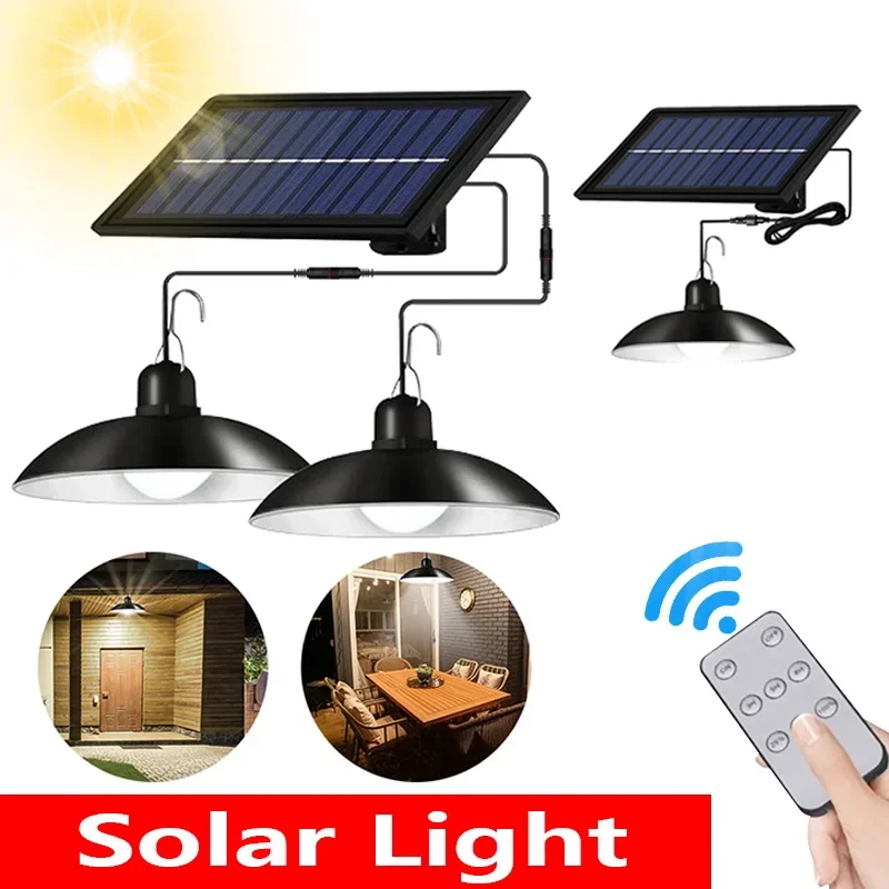 Luz solar interna do agregado familiar e luz pingente solar ao ar livre acampamento ao ar livre luzes solares um arrasto duas luzes à prova dwaterproof água