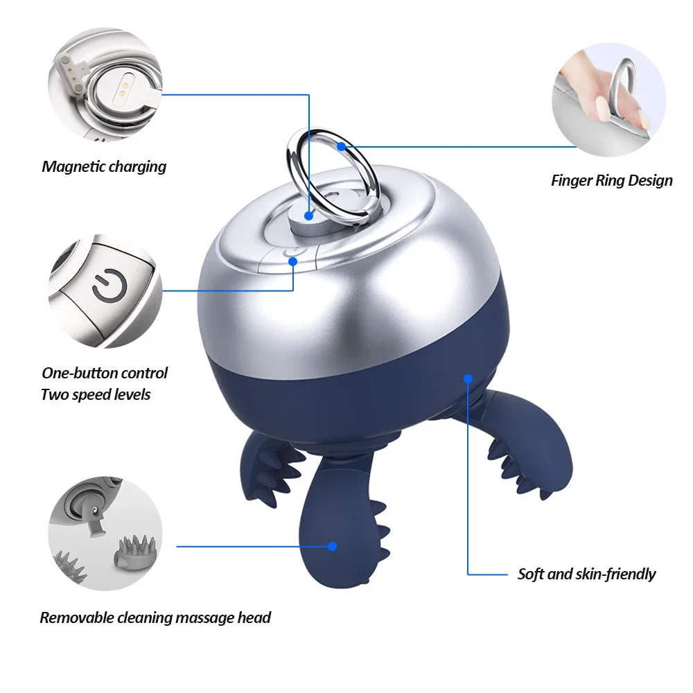 Electric Head Vibration Full Body Relax Scalp Massage Promotes  Circulation Relieves Fatigue Octopus Head Massager fast shipping