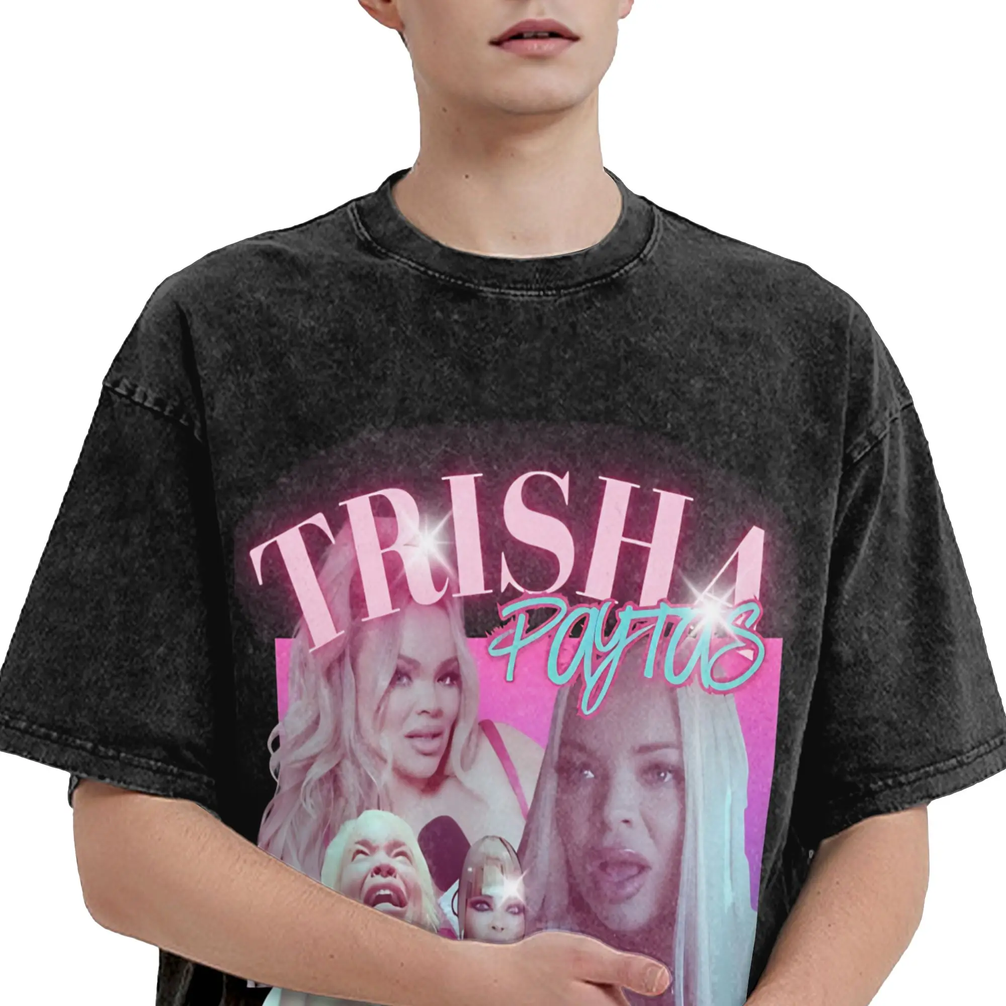Trisha Paytas  Men T Shirt Washed  Vintage Tee Shirt Short Sleeve Crew Neck T-Shirts Pure Cotton Gift Idea Clothes