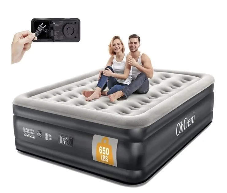 

MattressesQueen Air Mattress with Built-in Pump 18 Inch Raised Inflatable Bed Black