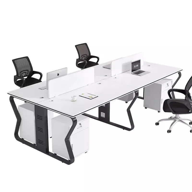 

Staff Desk Staff Office Furniture Table and Chair Combination 4 Four Six Screen Card Space