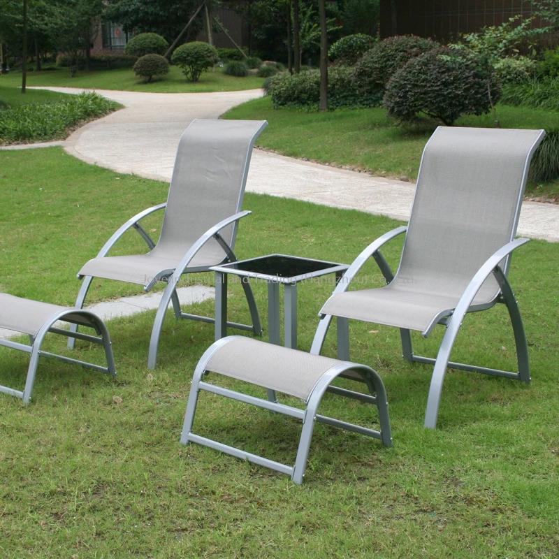 Aluminum hanging chair with floor mats and outdoor coffee set