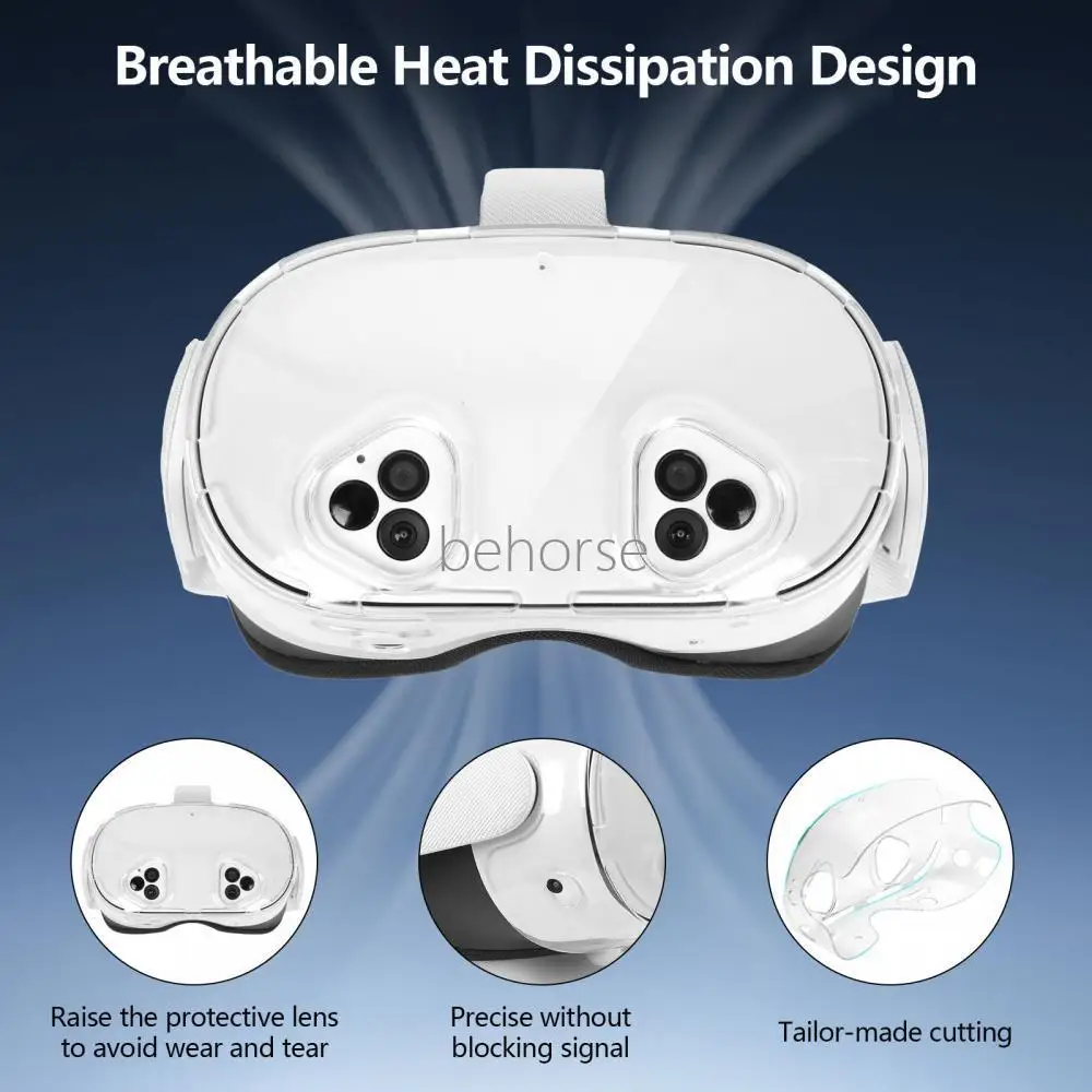 غطاء حماية شفاف لـ Meta Quest 3S VR Shell Case واقي سماعة الرأس غطاء شفاف مقاوم للصدمات ملحقات VR