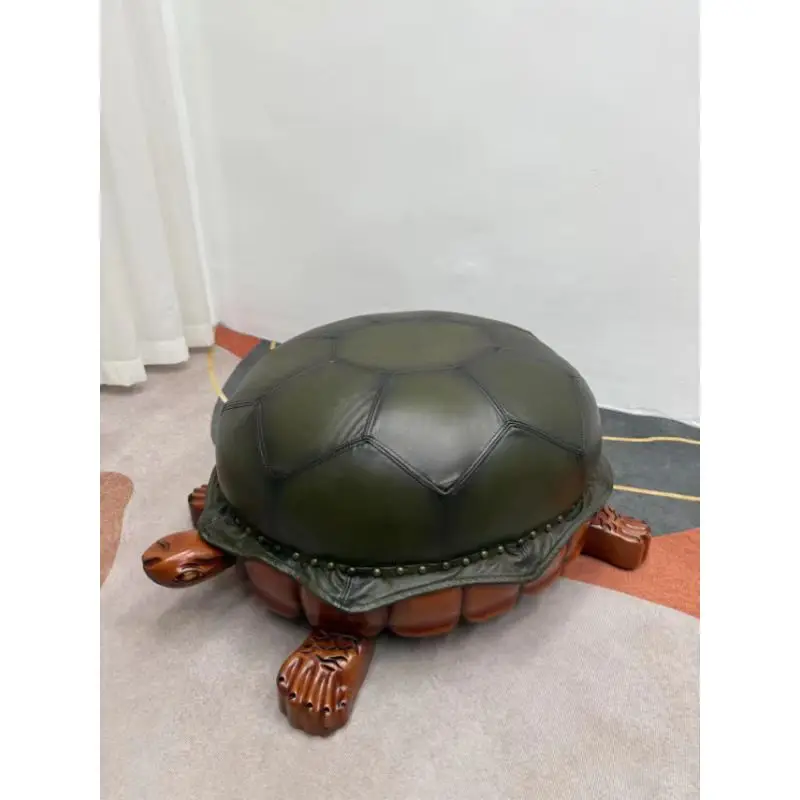 Size turtle shoe changing stool living room children's stool oak carved sofa stool