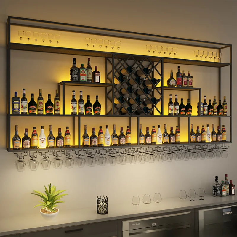 Bar Shelf Wall Mounted Bottle Mobile Events Wine Cabinet Luxury Showcase Living Room Beverage Craft Organization Mesas Furniture