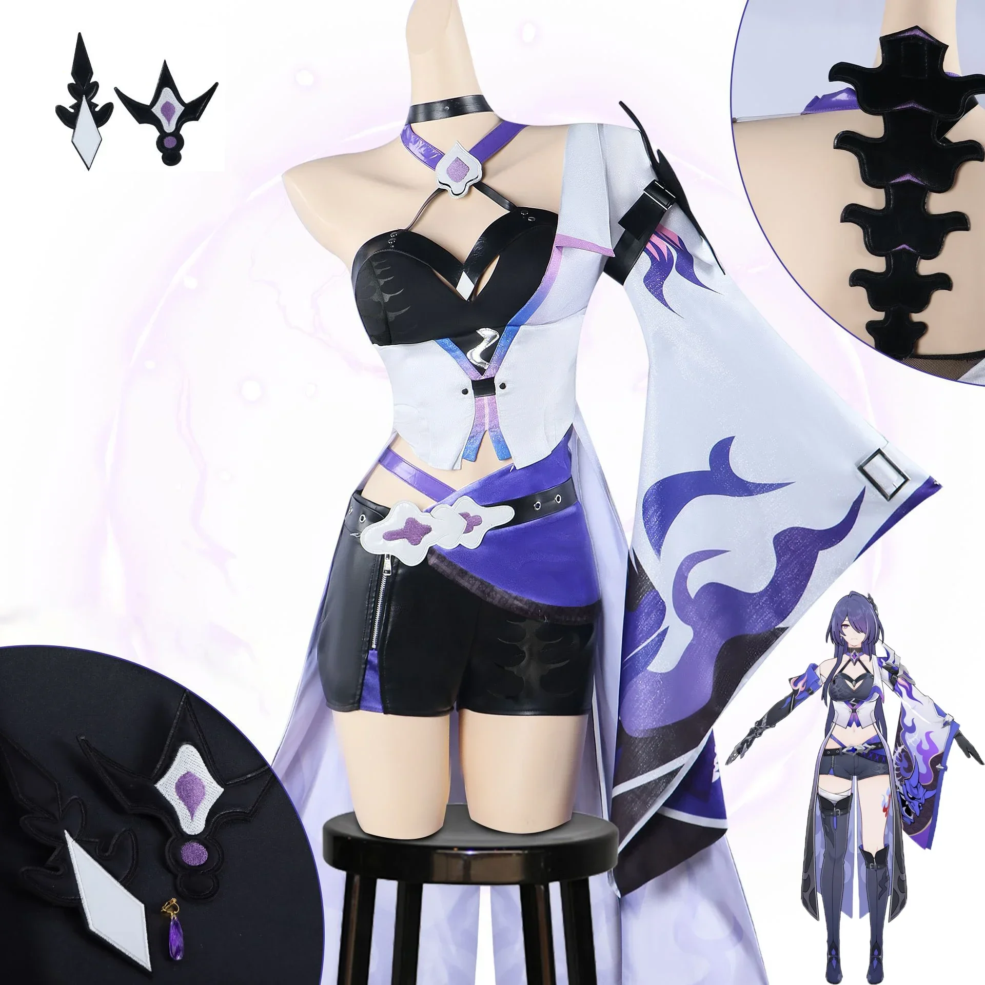 Jeu Honkai Star Rail Raiden Bosenmori Mei Cosplay Costume, Acheron, Adulte, Femme, Uniforme Trempé, Tenue d'Halloween, Performance de ix