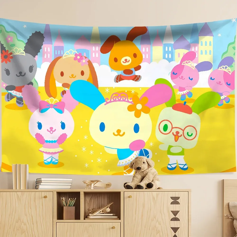 

Гобелен с принтом Bonita и настенным подвесом Sanrio, милый мультяшный стиль, фэнтезийный фон, домашний декор в Kawaii U-Usahana Residentia