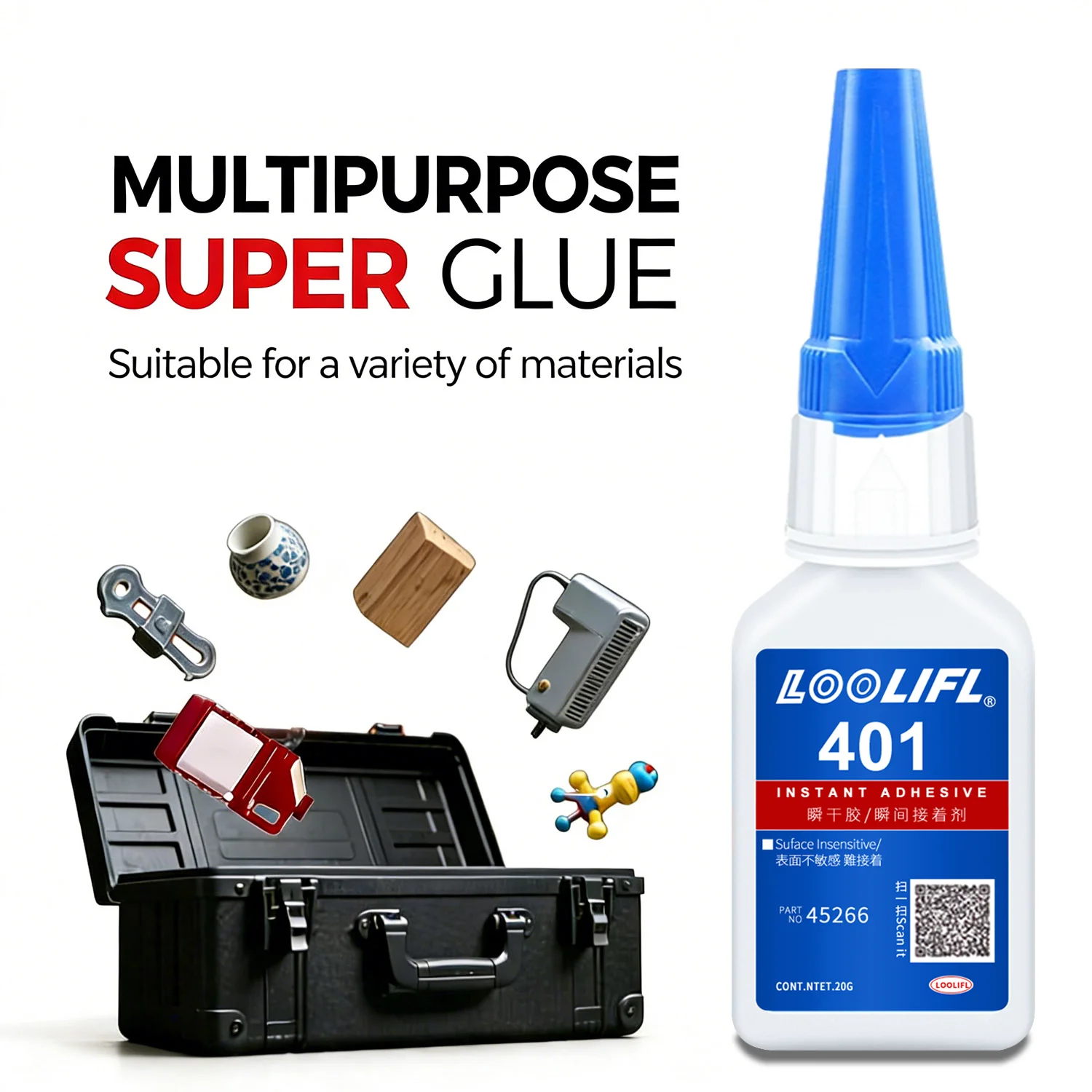 Super Glue for Plastic, Cyanoacrylate Based Adhesive for PLA, Acrylic, Metal,DIY, with Anti-Clog Cap, Waterproof, Heat-Resistant